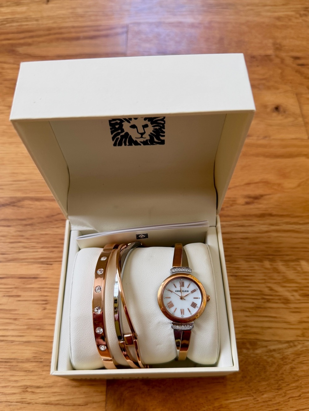 Ann Klein Rose Gold Women's Watch and Bracelet Set - Elegant Timepiece